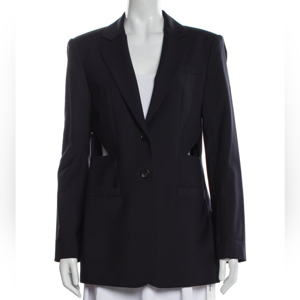 TIBI tropical wool cutout blazer DEEP NAVY